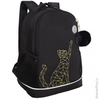 Рюкзак GRIZZLY школьный, анатомическая спинка, 2 отделения, для девочек, "GOLD CAT", 38х28х18 см, RG-563-2/1