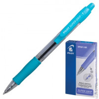 Ручка шариковая масляная автоматическая с грипом PILOT "Super Grip", СИНЯЯ, голубые детали, узел 0,7 мм, линия письма 0,32 мм, BPGP-10R-F