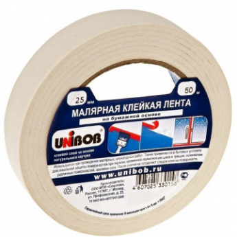 Клейкая лента малярная Unibob 25мм х 50м