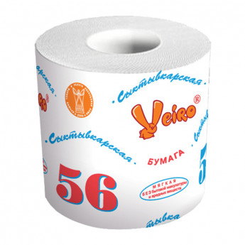 Бумага туалетная Сыктывкарская 56, 1сл, с втулкой, белая