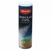 Соль пищевая 250г "Морская" мелкая, йодированная, пластиковая туба с дозатором, АТЛАНТИКА, ш/к90812
