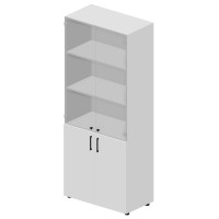 Шкаф A/N/F/C В195 тонир двери, ручки - хром Белый/Белый EMHS834TNBLBL