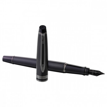 Ручка перьевая Waterman 'Expert Metallic Black RT' синяя, 0,8мм, подарочная упаковка