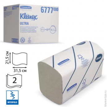 Полотенца бумажные 124 шт., KIMBERLY-CLARK Kleenex, комплект 30 шт., Ultra, 2-сл., бел., 31,5х21,5 с