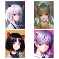 Тетрадь 80л., А5, клетка на гребне MESHU 'Neko', двойная обложка, матовая ламинация, тиснение фольгой