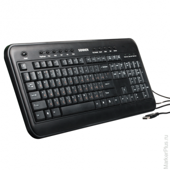 Клавиатура проводная SONNEN KB-M510, USB, мультимедийная, 12 дополнительных кнопок, черная, 511296