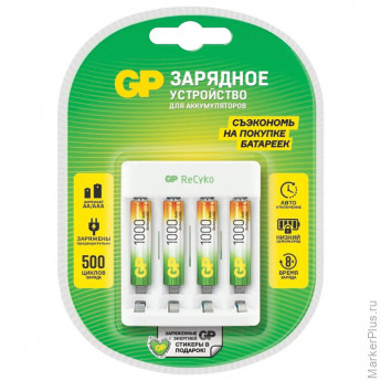 Зарядное устройство с аккумуляторными батарейками Ni-Mh 4 шт., ААА, 1000 mAh, GP, Е411/100AAAHCCS