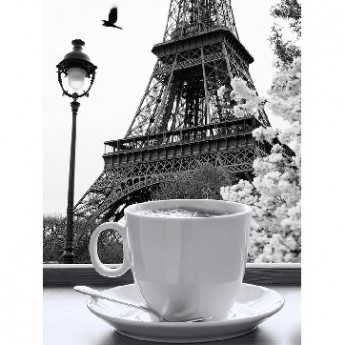 Картина на холсте 30x40 см Париж и чашка кофе HE-101-567