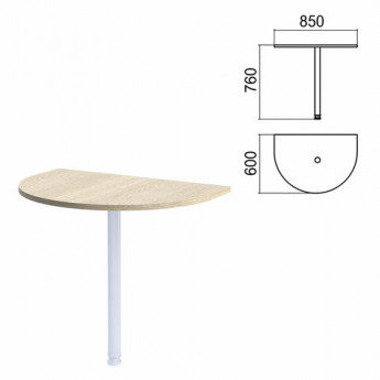 Стол приставной полукруг "Арго" (ш850*г600 мм), БЕЗ ОПОРЫ, ясень шимо, А-027, ш/к32051