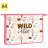 Папка для тетрадей 2 отделения А4 ArtSpace 'Wild at heart', пластик, на молнии