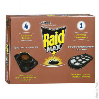 Средство от насекомых RAID (Рейд), от тараканов, регулятор размножения 1 шт. + приманка 4 шт., 63682