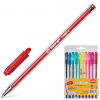 Ручки шариковые BEIFA (Бэйфа), набор 10 шт., корпус полупрозрачный с блестками, 1 мм, европодвес, цвет ассорти, AA998A-10