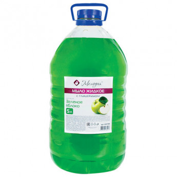Мыло жидкое 5 л, МЕЛОДИЯ 'Зеленое яблоко', с глицерином, ПЭТ, 604788