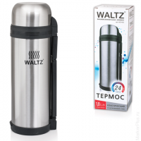 Термос WALTZ / ЛАЙМА классический с узким горлом, 1,8 л, нержавеющая сталь, пластиковая ручка, 60140