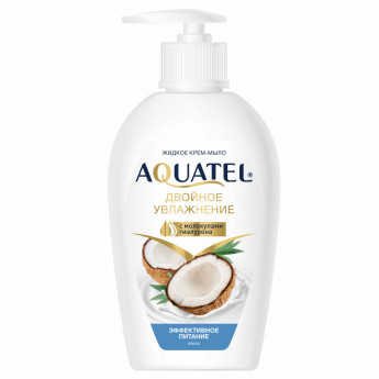 Мыло-крем 280 г AQUATEL 'Кокосовое молочко' увлажняющее, эффективное питание, дозатор, 5256