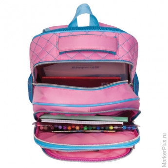 Рюкзак BRAUBERG для учениц начальной школы,"стеганый", "Зефир", с бантиком, 14 литров, 40х29х17,5 см