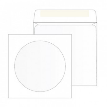 Конверты Белый CD декстрин 125х125 окно d100мм 25шт/уп/4573, комплект 25 шт