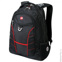 Рюкзак WENGER, черный, красные полосы, 30 литров, 35х20х47 см, 1178215