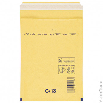 Пакет почтовый Курт и К, 170*225мм, коричневый крафт, пузыр. пленка, отр. лента, 100 шт/в уп