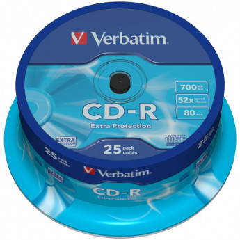 Диск CD-R 700Mb Verbatim 52x Cake Box (25шт) , комплект 25 шт