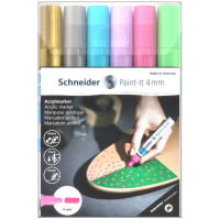 Набор маркеров акриловых Schneider "Paint-it 320", 4мм, ассорти, 6шт., комплект 6 шт