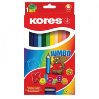 Карандаши цветные 12цв 3-гран,точилка Kores Jumbo 93512.01