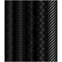 Упаковочная бумага глянц. 70*100см, MESHU 'Pattern on black', 80г/м2, ассорти 5 дизайнов
