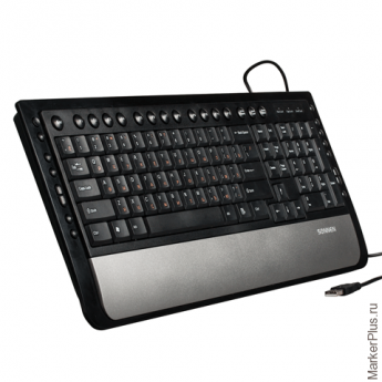 Клавиатура проводная SONNEN KB-M520, USB, мультимедийная, 16 дополнительных кнопок, черная, 511297