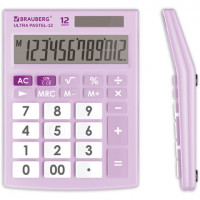 Калькулятор настольный BRAUBERG ULTRA PASTEL-12-PR (192x143 мм), 12 разрядов, двойное питание, СИРЕНЕВЫЙ, 250505