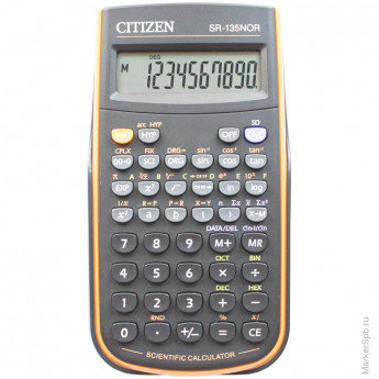Калькулятор научный Citizen SR-135NOR, 10 разр., 128 функц., пит. от батарейки, 78*153*12мм, оранж.