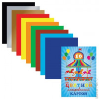 Цветной картон, А4, лакированный, 10 листов, 10 цветов, HATBER, "Пингвины из Мадагаскара", 195х280 мм, 10Кц4 14035, N186572