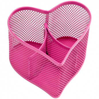 Настольная подставка Berlingo 'Steel&Style', металлическая, в виде сердца, 3 секции, розовая