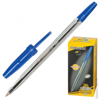 Ручка шариковая CORVINA 51 "Classic", корпус прозрачный, толщина письма 1 мм, синяя, 40163/02