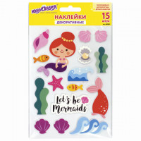 Наклейки из EVA 'Русалки', 15 штук, ассорти, 13х21 см, ЮНЛАНДИЯ, 662681, комплект 15 шт