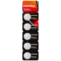 Батарейка SmartBuy CR2032 литиевая, BC5, 5 шт/в уп