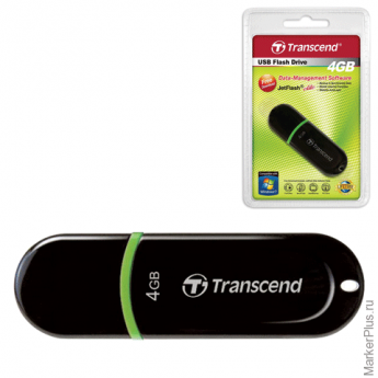 Флэш-диск 4 GB, TRANSCEND JetFlash 300, USB 2.0, черный, TS4GJF300