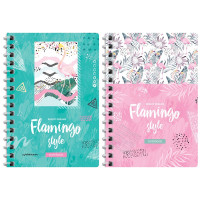 Записная книжка А6 120л. на гребне "Стиль. Flamingo", Ассорти, ассорти, 6 шт/в уп