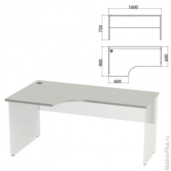 Столешница стола эргономичного 'Этюд' (ш1600*г900*в750 мм), левый, серый 03, 401674, ш/к01710