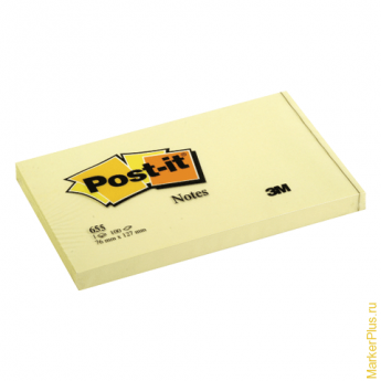 Блок самоклеящийся (стикер) POST-IT, 76х127 мм, 100 л., желтый (3М), FT510060526