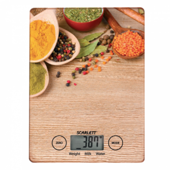 Весы кухонные SCARLETT SC-KS57P02, электронный дисплей, максимальная нагрузка 5 кг, стекло