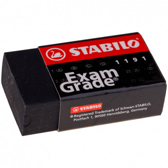 Ластик Stabilo "Exam Grade", прямоугольный, картонный держатель, черный, 40*22*11мм