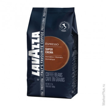 Кофе в зернах LAVAZZA (Лавацца) 'Espresso Super Crema', натуральный, 1000 г, вакуумная упаковка, 420