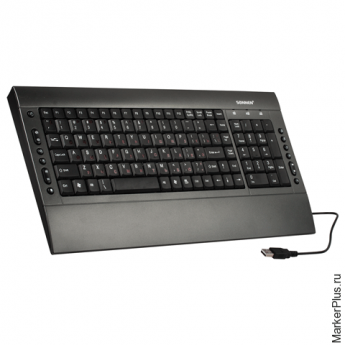 Клавиатура проводная SONNEN KB-M530, USB, мультимедийная, 15 дополнительных кнопок, серо-голубая, 51