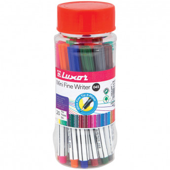 Набор капиллярных ручек Luxor "Mini Fine Writer 045" 20цв., 0,8мм, пластиковая банка