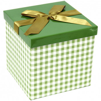 Коробка-трансформер подарочная "Шотландка зеленая", 17,5*17,5*17 см