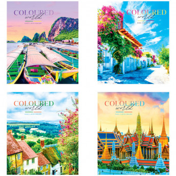 Тетрадь 60л., А5, клетка ArtSpace 'Путешествия. Coloured world', Ассорти, ассорти, 5 шт/в уп