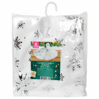 Новогодний коврик под елку белый c серебристыми снежинками, 60 см, полиэстер, ЗОЛОТАЯ СКАЗКА, 592158