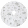 Новогодний коврик под елку белый c серебристыми снежинками, 60 см, полиэстер, ЗОЛОТАЯ СКАЗКА, 592158