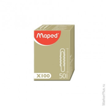 Скрепки MAPED, 50 мм, металлические, гофрированные, 100 шт., в картонной коробке, 039630