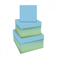 Набор квадратных коробок 3в1, MESHU 'Green-blue gradient', (19,5*19,5*11-15,5*15,5*9см)